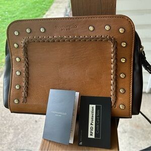 Tignanello leather caramel and brown crossbody